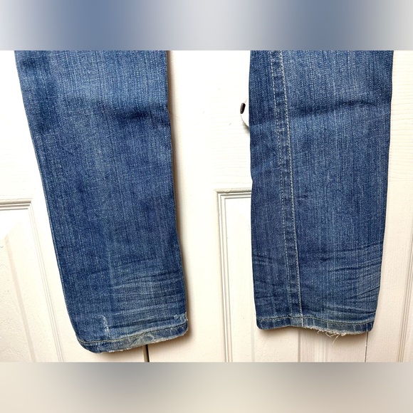 MEK Denim Acapulco Straight Jeans Medium Distressed Wash Slim Skinny Low Rise - Picture 8 of 12